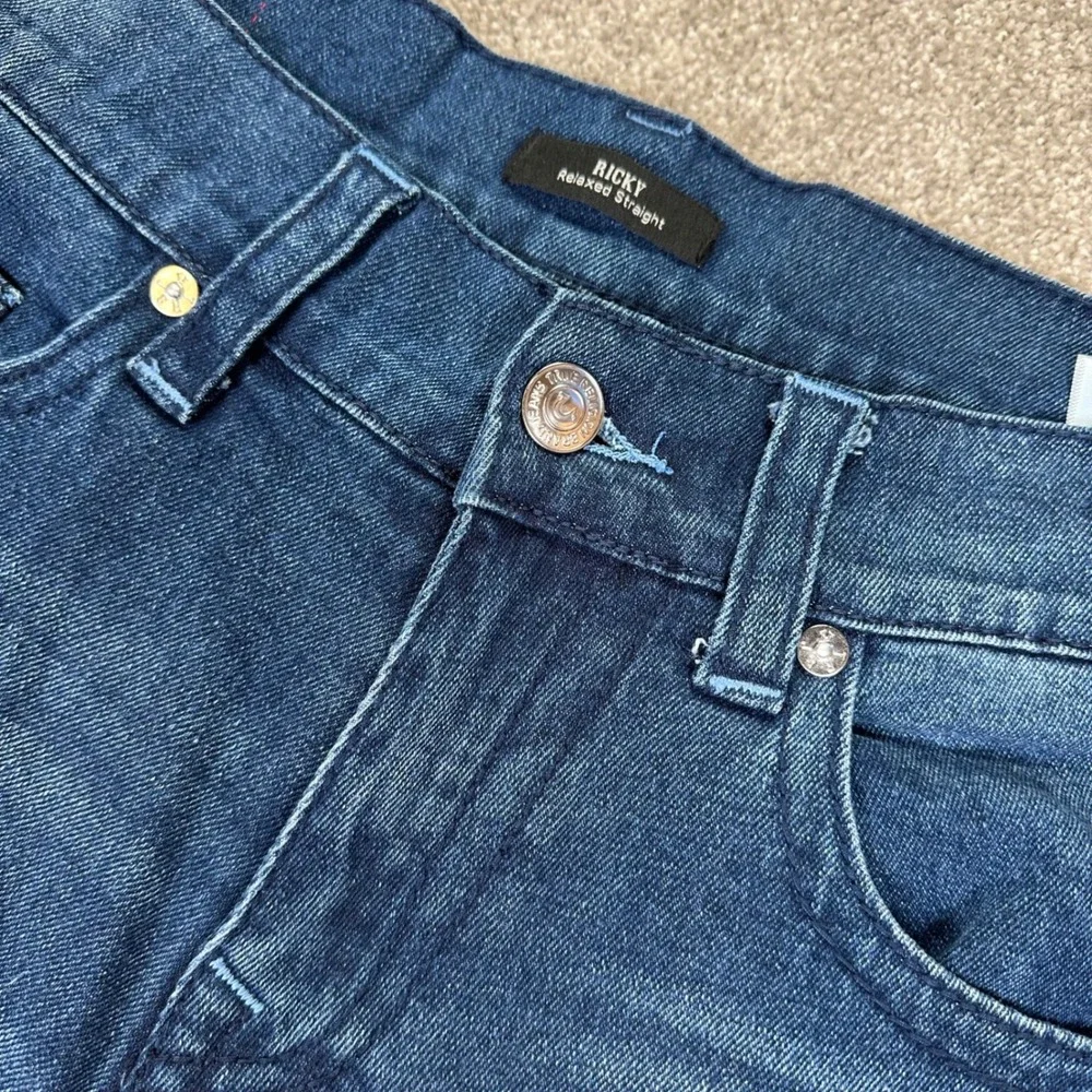 True Religion Men's 36 Ricky Big T Straight Blue New‎ Relaxed Straight Jeans